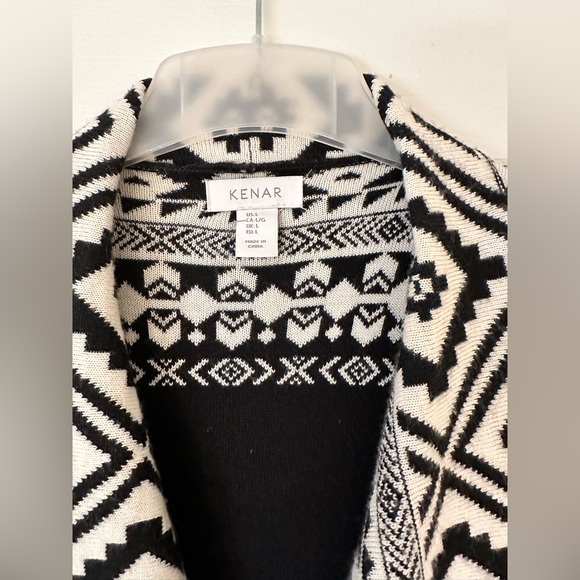 Kenar Black & White Sweater Duster size L - Picture 2 of 4